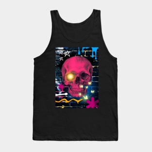 Pink Skull Graffiti Tank Top